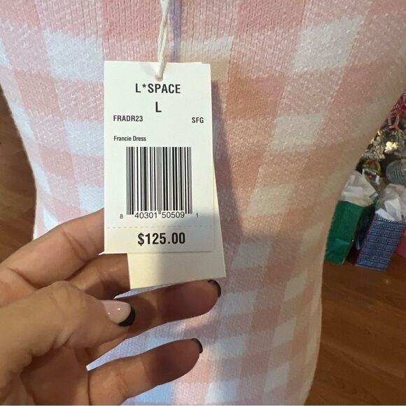 NWT L*Space women's Francie sweater dress size large‎ pink gingham - Picture 14 of 15